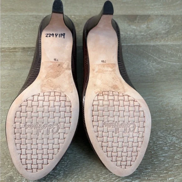 NWOT Elegant Cole Haan Brown Open Toe Pumps 7 - Picture 6 of 10